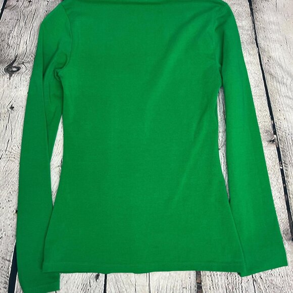 Express Green "Sexy Stretch" Long Sleeve Top | Low Neck | Women's XS - Picture 4 of 6